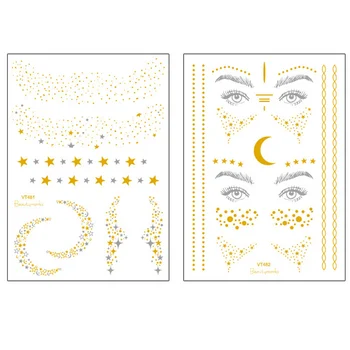 

6pcs Waterproof Stickers Gilding Temporary Tattoo Stickers Body Decorations Stickers (VT481 + VT482)