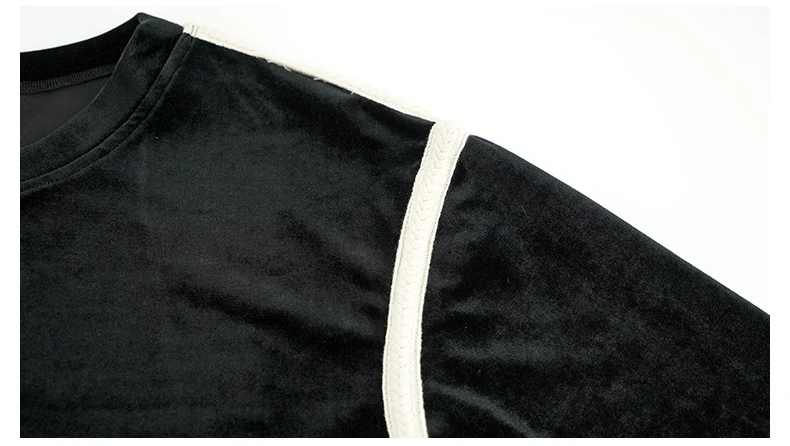 L~ 4XL 5XL полосатый зимний бархатный брючный костюм топы с длинными рукавами и брюки 2 шт. Женский комплект размера плюс велюровый наряд AOFULI A4144