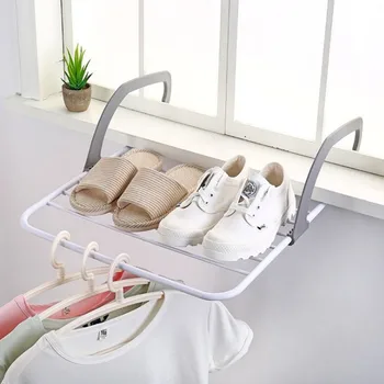 

Best Selling 2020 Products Window Balcony Window Sill Drying Rack Folding Hanging Clothes Rack Shelves For Wall