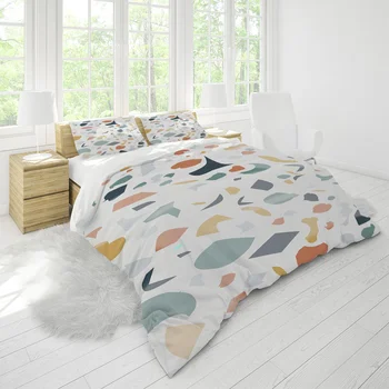 

Full Size Bedding Set Geometry Colorful Kids Duvet Cover Comforter Luxury Bedroom Pillowcases Designer Modern Home Textile Soft