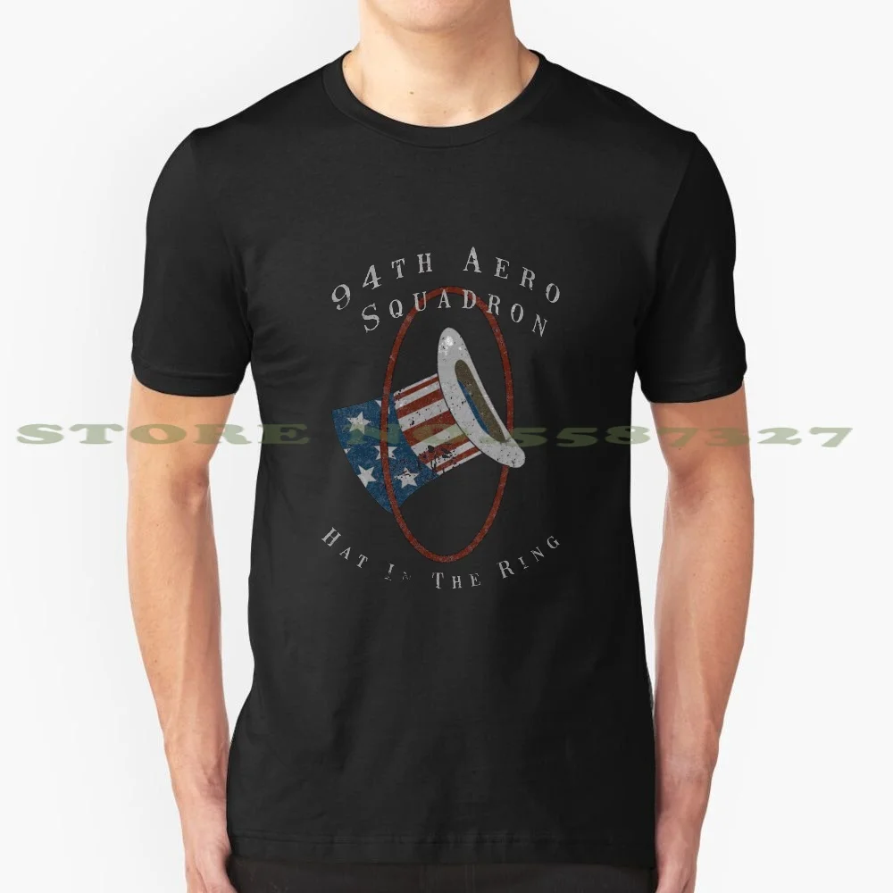 94Th Aero Squadron &quot Hat In The Ring Ww1 Aviation Design Black White Tshirt For Men Women Avgeek Pilot | Мужская одежда