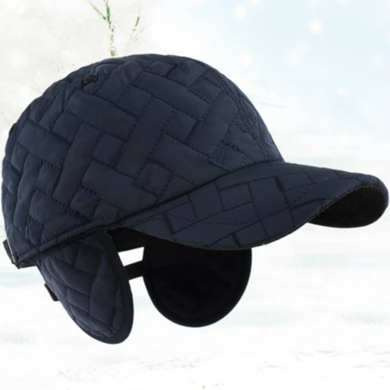 

Autumn Winter Warm Baseball Cap for Men Sports Dad Hats Thicken Warm Hats with Earflaps Snapback Adjustable Cotton Caps Gorras