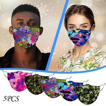 

5pcs Camouflage Printed Adult Mask Men Women Breathable Sunscreen Adjustable Comfortable Masks mascarilla reutilizable 2020