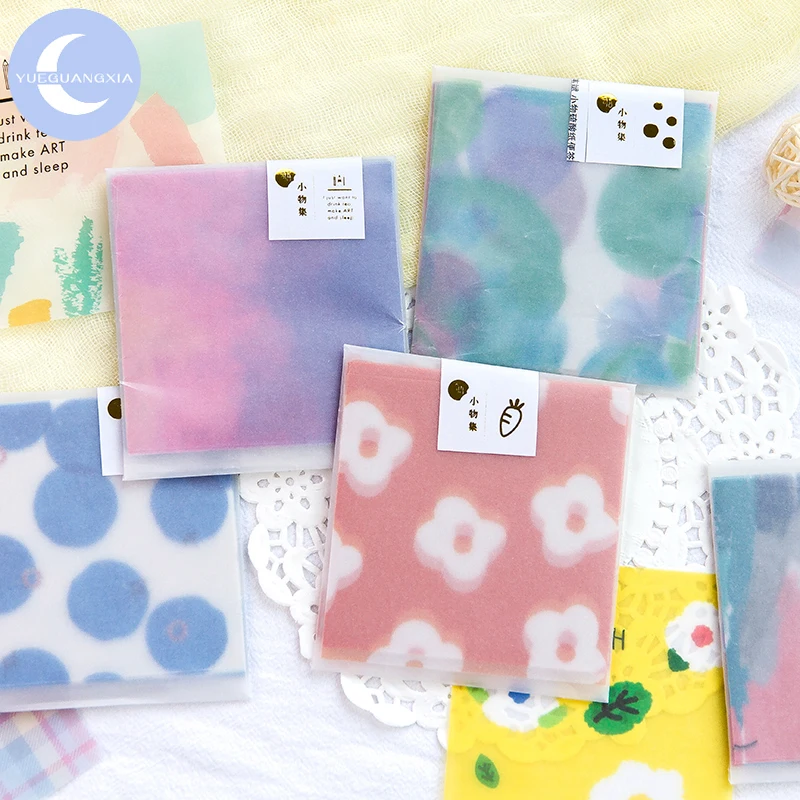 

YUEGUANGXIA 30pcs/lot Kawaii Flower Cartoon Transparent Butter Paper Memo Pads Loose Leaf Memo Sheets Office and School Supply