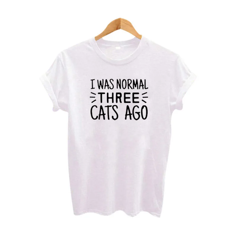 

Женская белая футболка с надписью Primtimg Ulzzang Harajuku, женская летняя футболка с надписью «I Was Ordinary Three Cat»