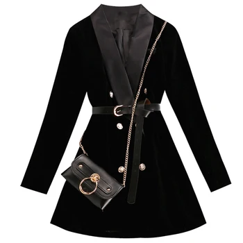 

HIGH QUALITY Newest 2020 Designer Blazer Women's Shawl Collar Velvet Long Blazer Jacket
