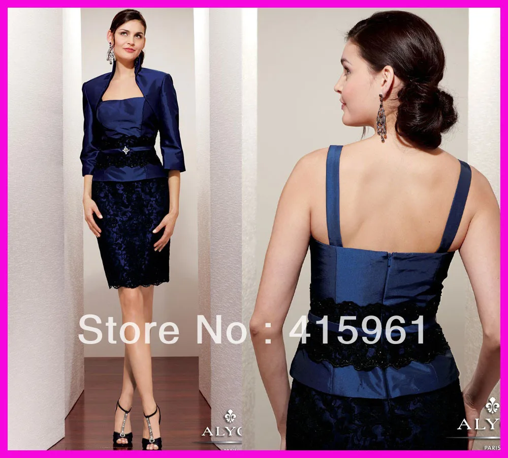 

vestido de madrinha 2019 Royal Blue Lace Short Mother of Bride Gown Special Occasion mother of the bride dresses With Jacket