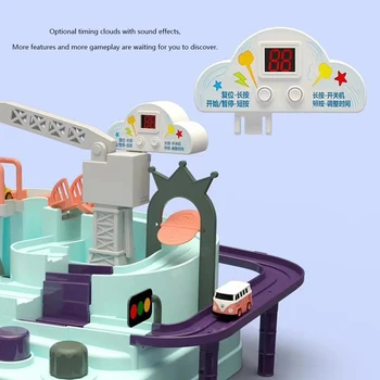 

Kids Interactive Sound Train Track Plastic Games Early Learning Children Inertial Vehicle Car Adventure Toys Kit Birthday Gift