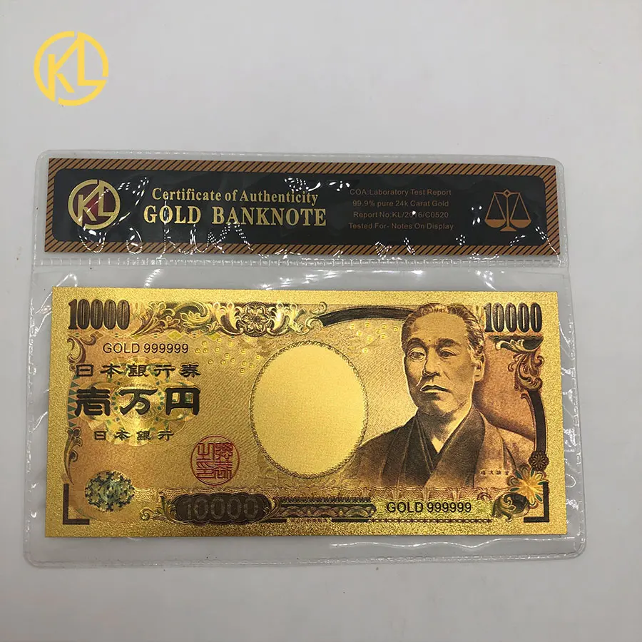 10 шт./партия Япония Dragon Ball Сон Гоку какаротто 10000 иен золото пластиковые банкноты для классической детской коллекции памяти - Цвет: 10 pcs with a COA