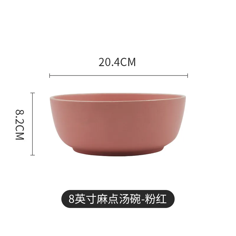 8 inch pink bowl Однотонная Керамическая пиала для риса большие суповые фарфоровые миски поднос для фруктов столовая лапша композиция домашняя Скандинавская посуда - Цвет: 8 inch pink bowl