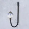 1set Porcelain Hook Wall/Door Mounted Hanger w/screw White&Blue Ceramics Decor Coat/Key/Bag/Towel Holder Bathroom Kitchen 122mm 1