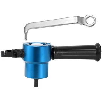 

TOP!-Double Headed Sheet Metal Cutting Nibbler Metal Saw Cutter 360 Degree Adjustable Drill Attachment with Wrench