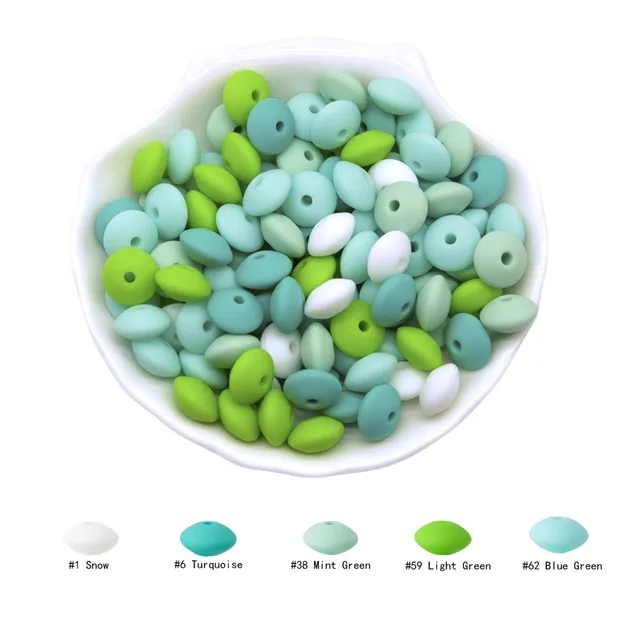 Cute-Idea 20Pcs Silicone Lentil Beads 12MM Baby Abacus Teething Beads BPA Free Newborn Baby Rodent Pacifier Chain Toy Baby goods G