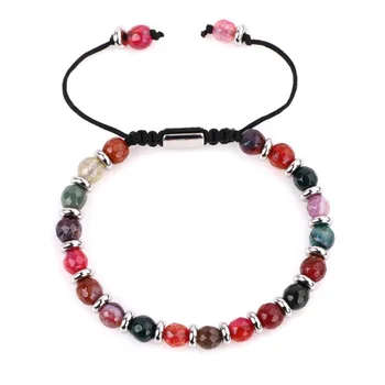 New Fashion women jewelry bracelet colorful natural stone macrame bracelet bangle