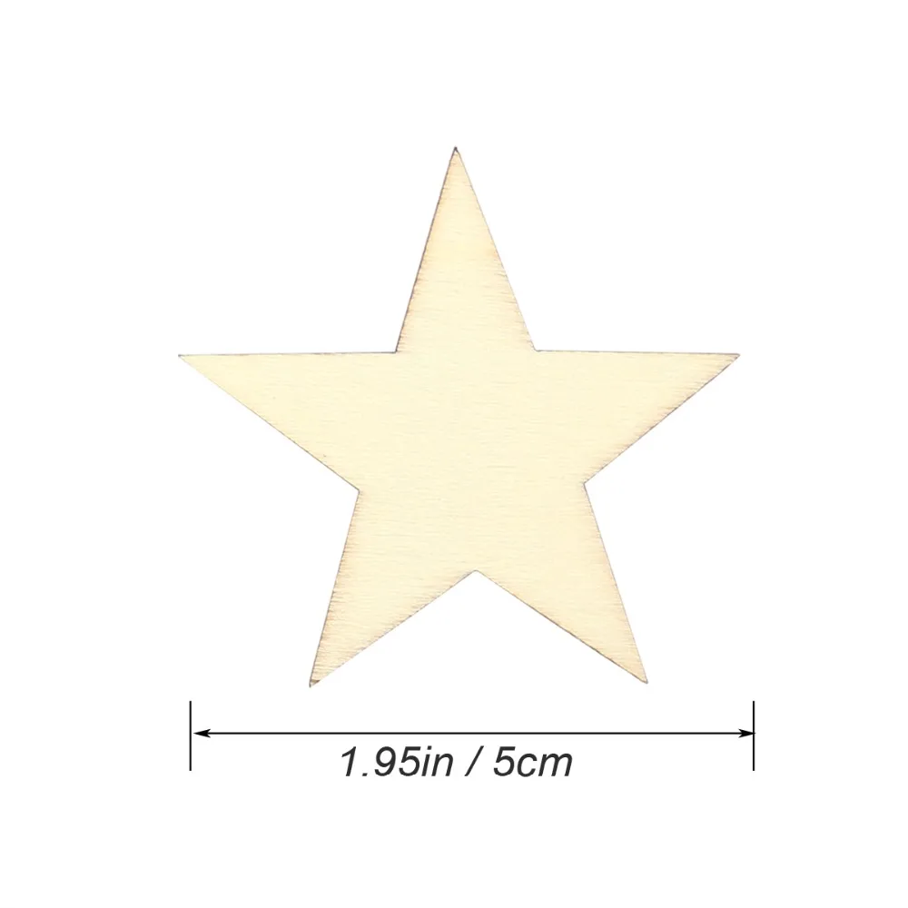 10mm-100mm Wooden Stars Shape Unfinished Wood Stars Pieces, Blank Wooden  Star Cutouts for Christmas Crafts