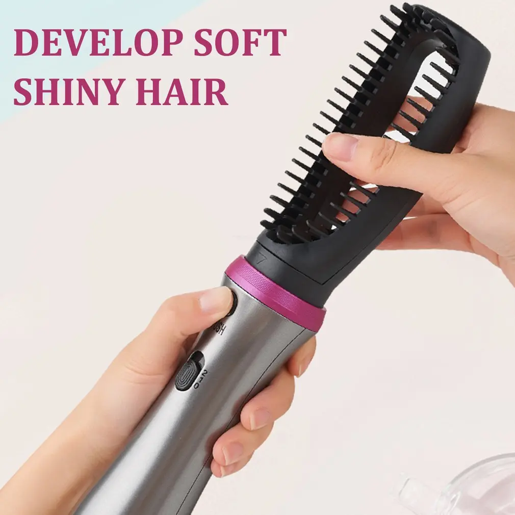 5-In-1 Multi-Function Hot Air Comb Inner Button Fluffy Wave Curler Roll Hair Straightener Dual-Use Straight Hair Comb