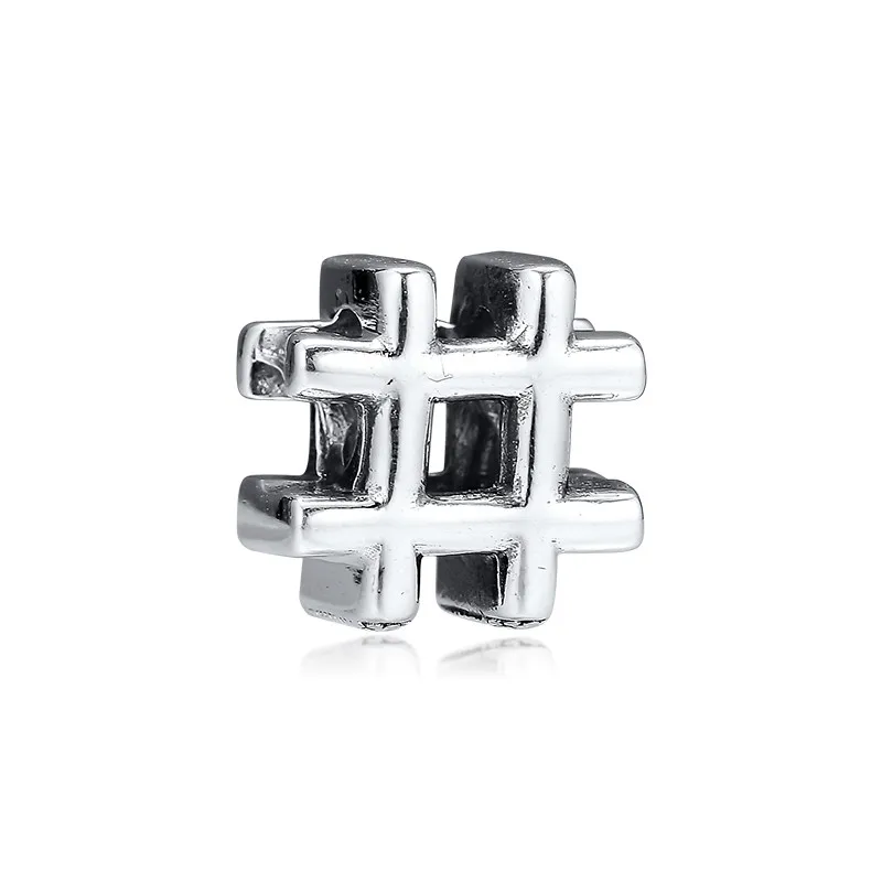 

Hashtag Symbol Vintage Silver 925 Beads for Jewelry Making 2019 New Pre Autumn Charm Beads for Bracelets Fashion DIY Findings