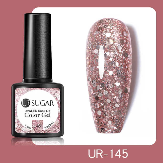 UR SUGAR 7.5ml Pink Reflective Glitter Gel Nail Polish Silver Purple Sequins Soak Off UV Gel Nail Art Manicuring Nail Gel UR-145