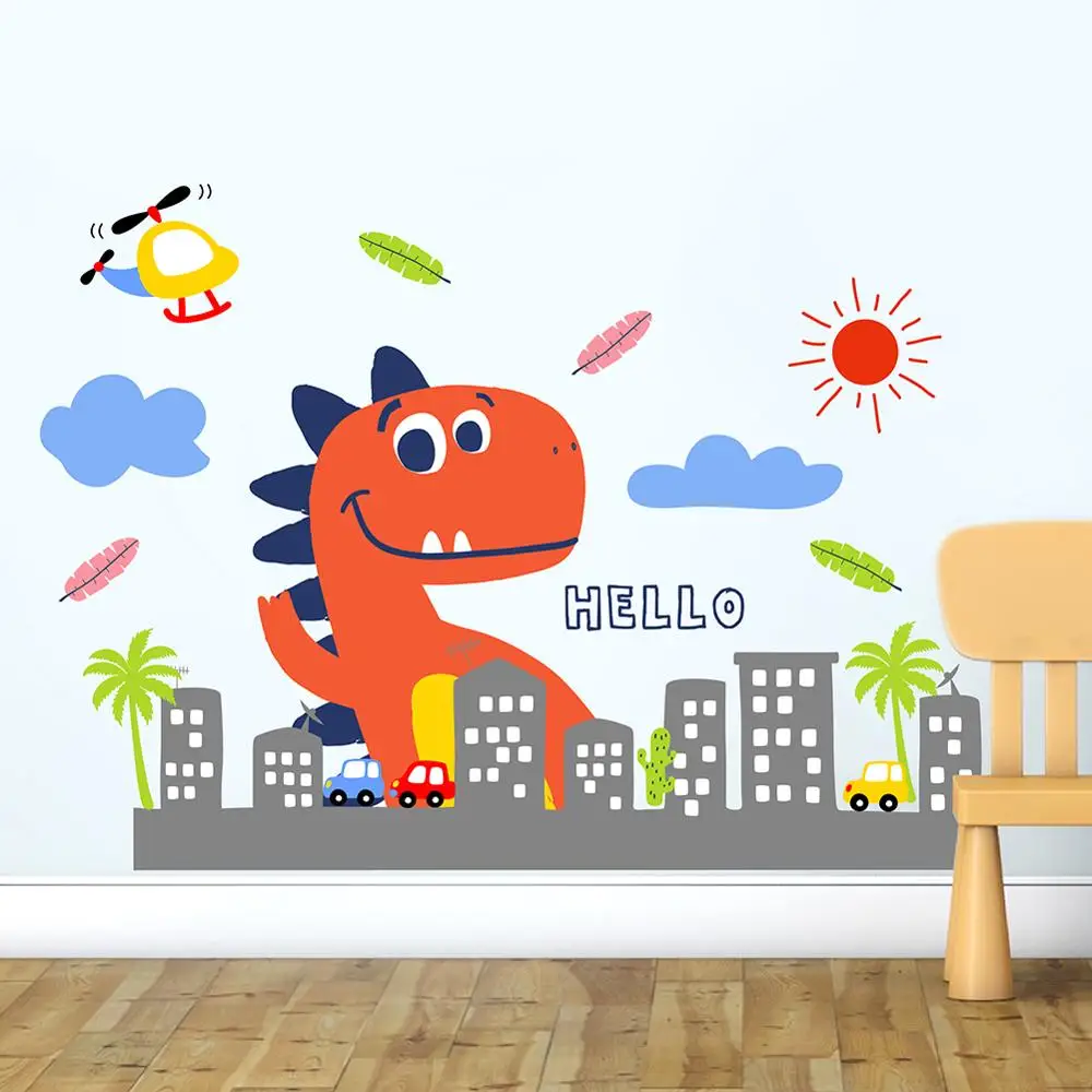 HaokHome Наклейка на стену Милая Наклейка на стену «динозавр» для детской комнаты детская спальня гостиная