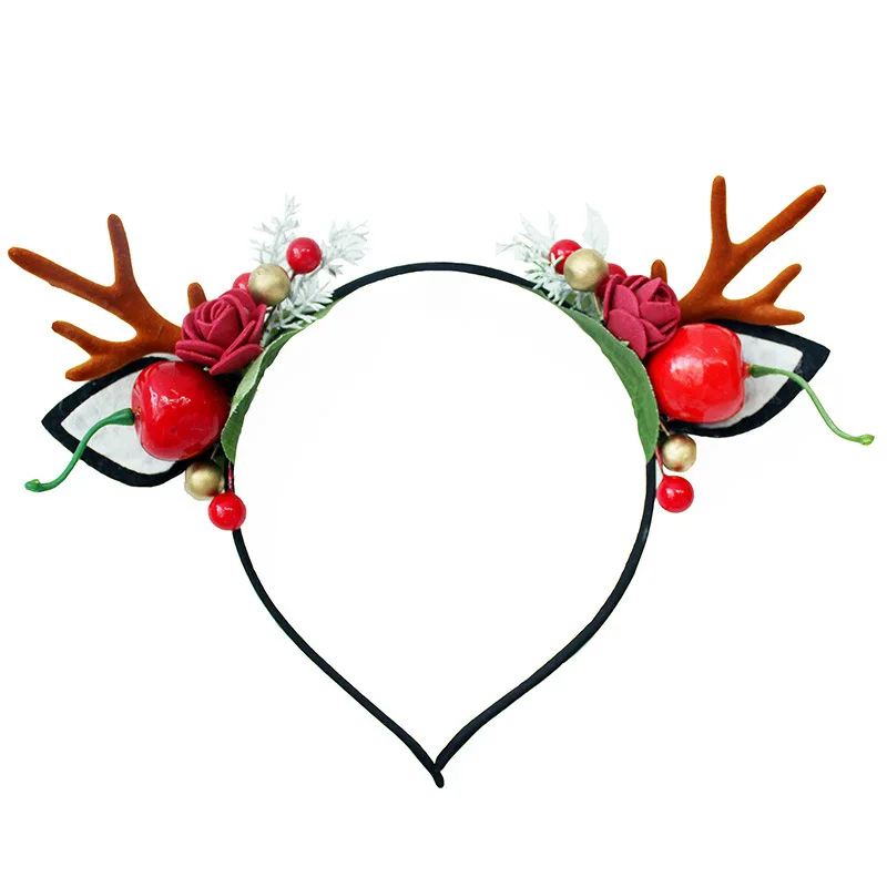 Levao, Рождественская повязка на голову с рогами, эльфы, аксессуары для волос, цветастая повязка на голову для девочек, ободок на голову, вечерние головные уборы, обруч на голову - Цвет: G