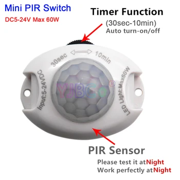 

Human Body Infrared PIR Motion Sensor Switch DC5V-12V 3A Timer Automatic Switch For LED Strip Light Module Tape