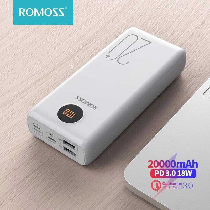 Romoss Sw20ps Power Bank 20000mah Usb C Fast 20000 Mah Powerbank Portable External Battery Charger For Xiaomi Mi Iphone Huawei Power Bank Aliexpress