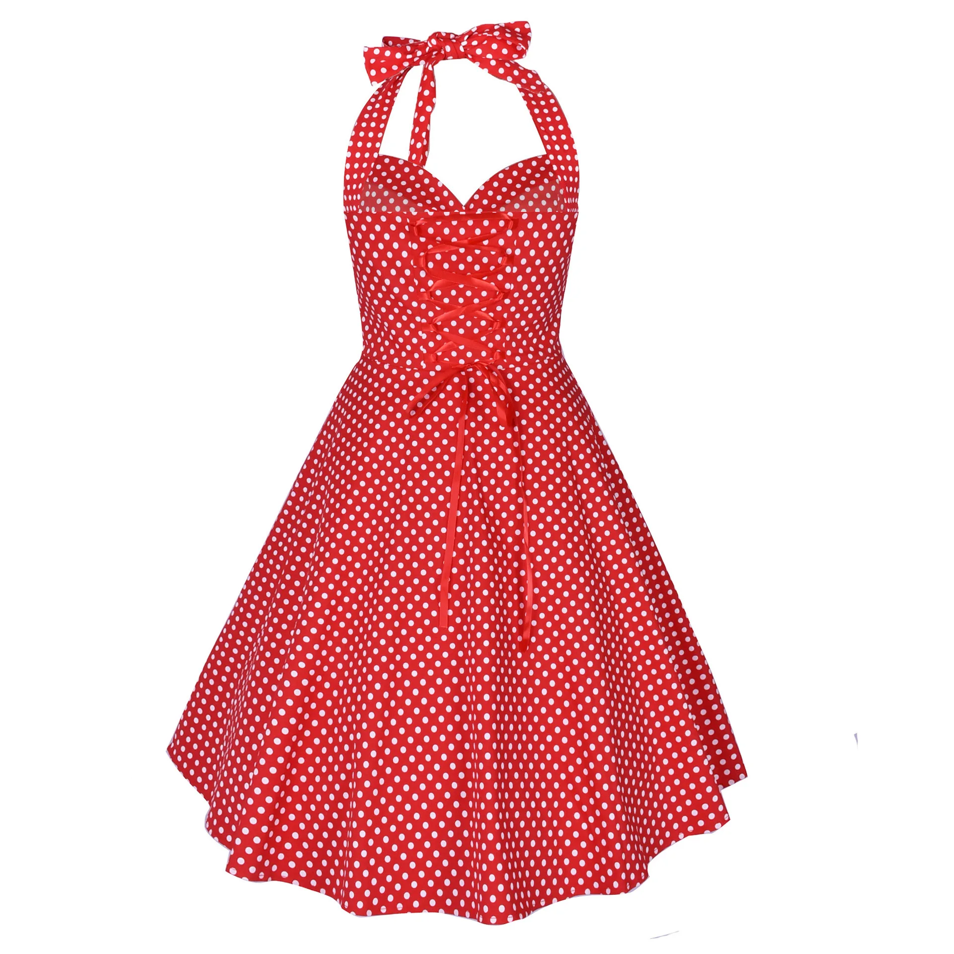 red and white polka dot dress