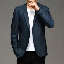 Veste de costume pour homme, Blazer, Slim, en tricot, respirant, Business, décontracté, à la mode, printemps 