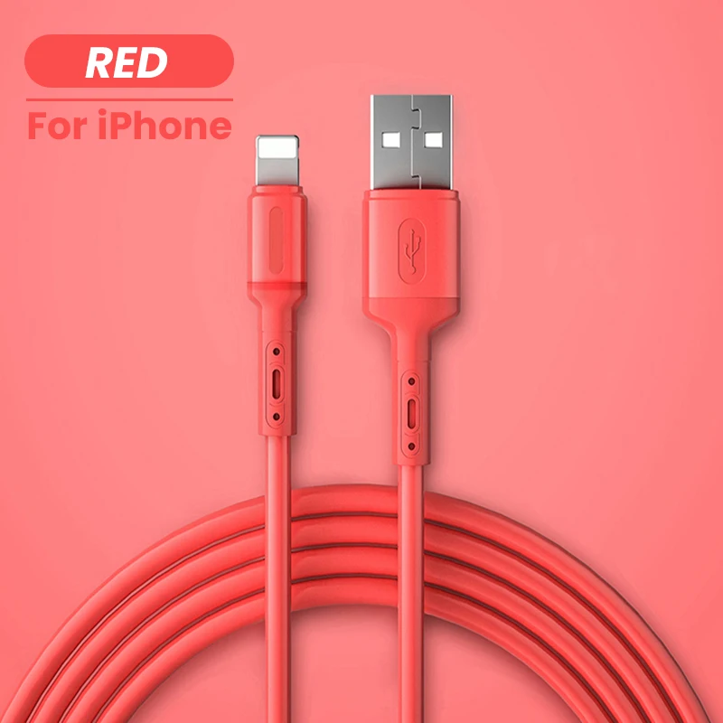 USB Cable For iPhone 13 12 11 Pro Max X XR XS 8 7 6s 5s Fast Data Charging Charger USB Wire Cord Liquid Silicone Cable 1/1.5/2M magnetic charger for android Cables