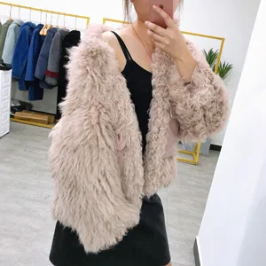 light pink SJ1036 Новое поступление стильное вязаное Женское пальто из овечьей шерсти - Цвет: light pink
