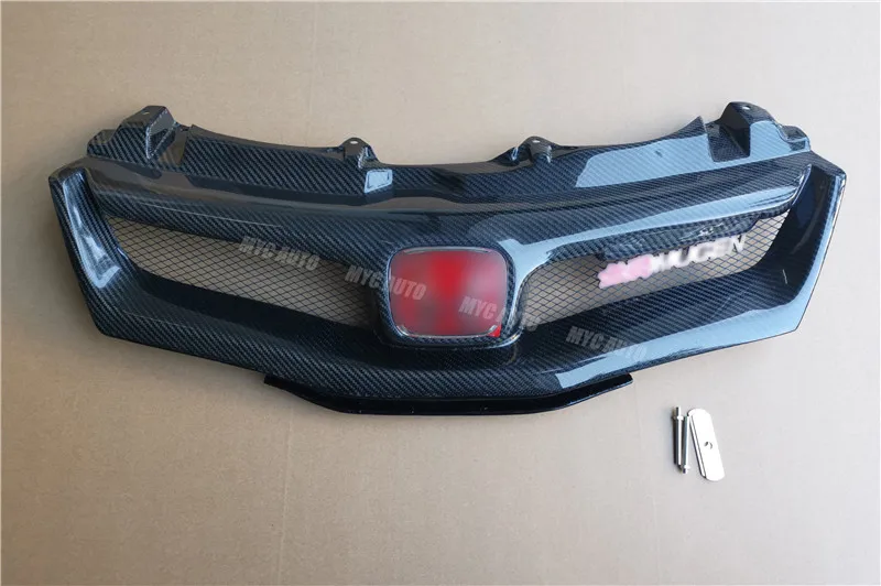 Для Honda Civic FN FK FN2 TYPE R 2006 2007-2012 углеродное волокно и стекловолокно(Unpaited) Передняя решетка Mu-gen стиль с логотипом