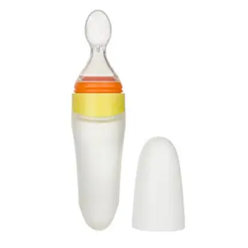 

Kuulee Baby Feeding Spoon Extrusion Type Feeding Spoon Head Silicone Rice Paste Feeding Spoon silica gel