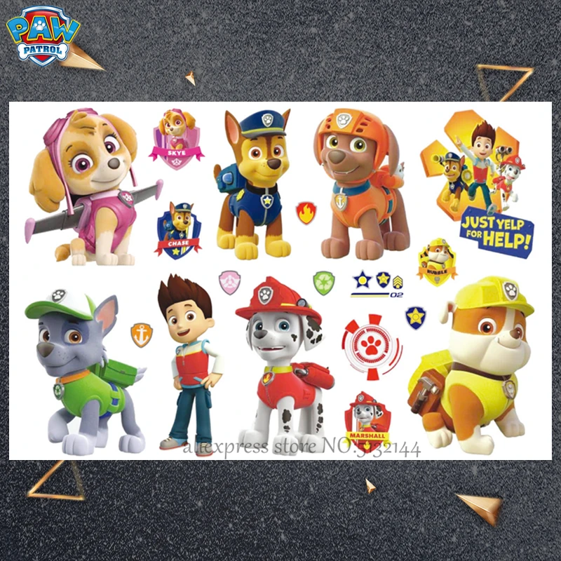 Paw Patrol/Мультяшные временные тату-Стикеры для мальчиков, детские игрушки, бумага для тату-пасты, водонепроницаемые, вечерние, подарок для детей