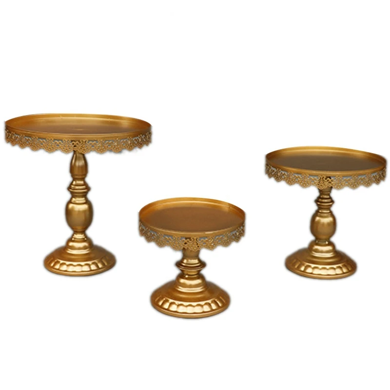 3Pcs/Set Gold Cupcake Cake Stand Dessert Candy Bar Metal Cake Stand Wedding Party Plate Birthday Party Cake Decoration Tools