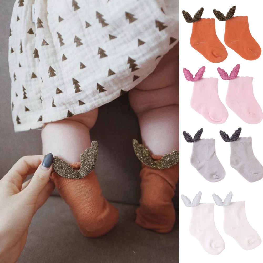 Детские рождественские носки детские милые носки ангела мягкие хлопковые Повседневные носки с крыльями