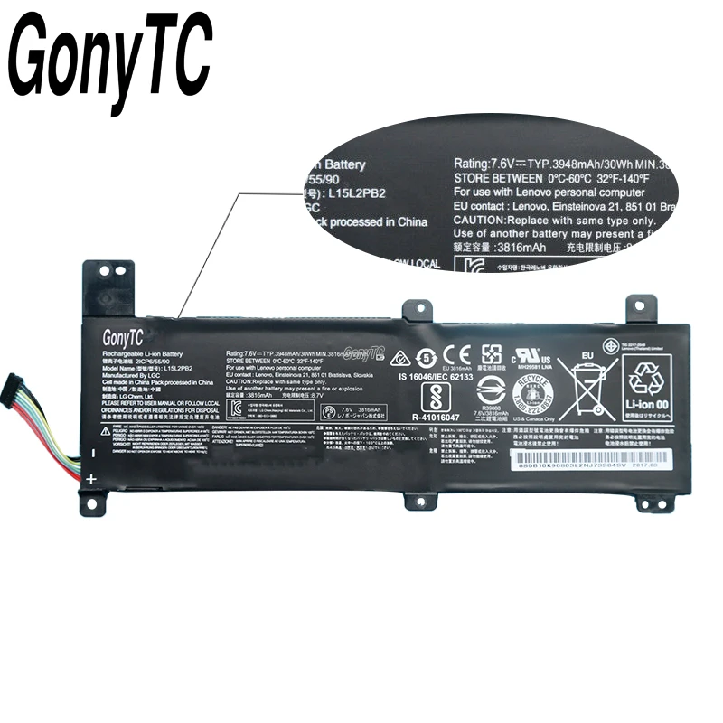 GONYTC L15L2PB2 ноутбук аккумулятор для Lenovo IdeaPad 310-15ISK 310 серии 7,6 V 30Wh L15L2PB4