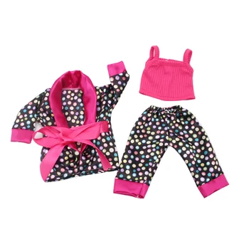 

4 Pcs Cute 18inch Formal DIY Handmade Doll Clothes Set Cloth Mini Accessories Tops + Pants + Robes + Slippers Girl Toy Kids Gift