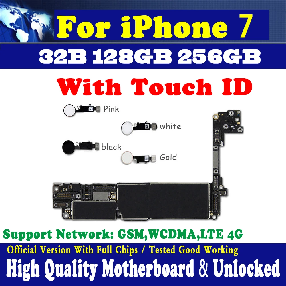 Материнская плата 32 ГБ/128 ГБ/256 ГБ для iPhone 7 без/с Touch ID Оригинальный