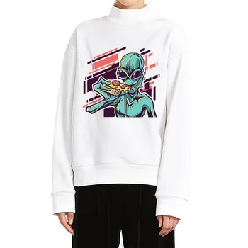 

Focal20 Streetwear Cartoon Alien Print Women Sweatshirt Crew Neck Long Sleeve Lady Tracksuit Casual Loose Spring Lady Pullovers