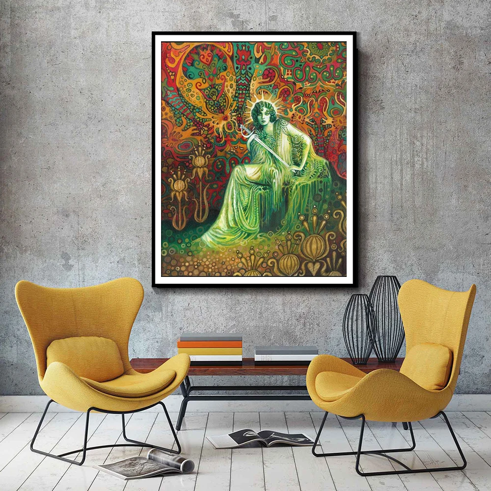 

Canvas Picture Home Decor Painting Psychedelic Pagan Witch Mythology Goddess Wall Art Modular HD Print Nordic Poster Living Room