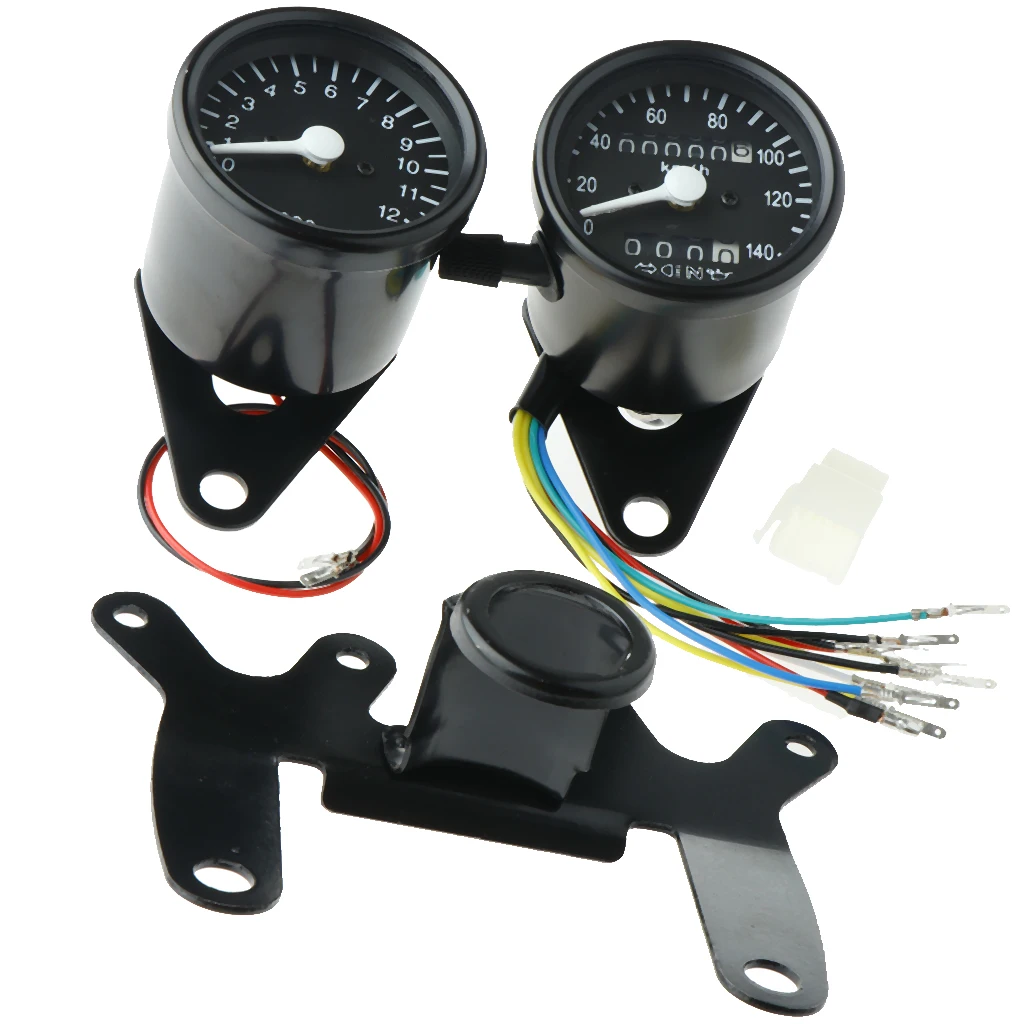 12V Motorcycle Retro LCD Speedometer Odometer Tachometer Multifunction Fuel Gauge Assembly