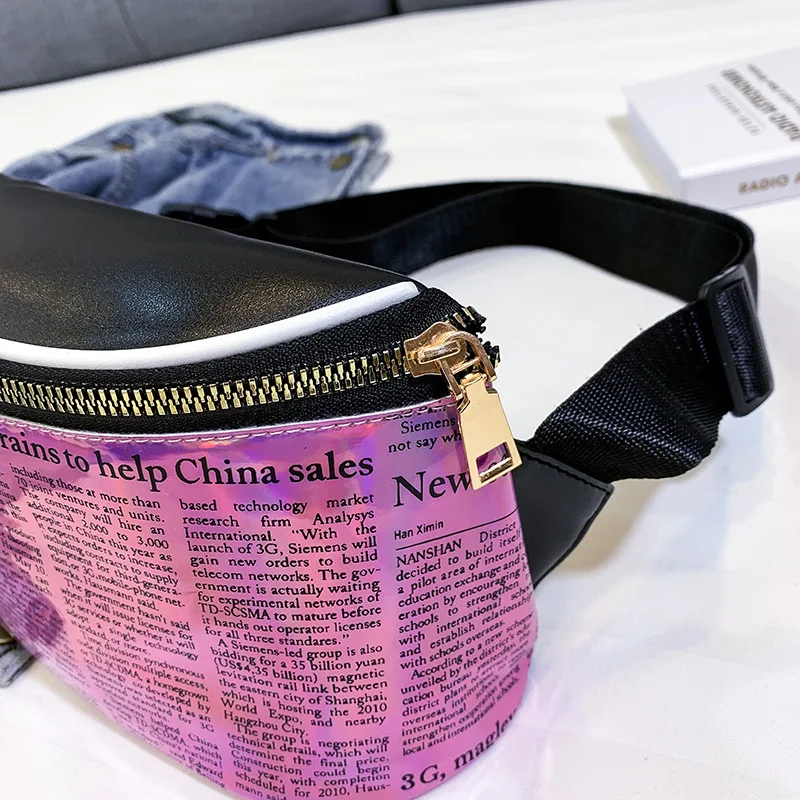 

2019 New Style Korean-style Fashion Bags Trend Laser Bright Surface Shoulder Bag Women's Outdoor Anti-Theft Chest Bag Women's IN