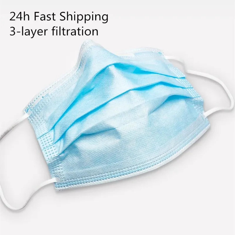 

100 psc 3 layers of protection Disposable mouth mask 95% Meltblown cloth Face Mouth Mask 3-layer Dustproof cloth