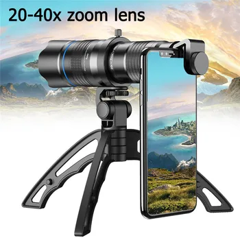 

New Optional HD 20x-40x Zoom Telescope Telephoto Lens Monocular Mobile Lens+ Selfie Tripod for Samsung IPhone All Smartphones