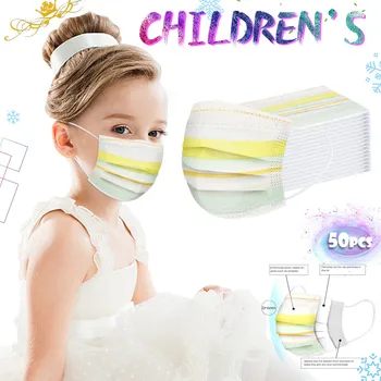 

50pc Children's Mask Disposable Face Masks 3 Layer Ear Loop Face Cover Face Shield Masque Good Quality Protection Mascarilla