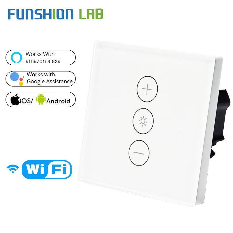 

EU/UK WiFi Smart Wall Touch Light Dimmer Switch Smart Life/Tuya APP Remote Control Works with Amazon Alexa and Google Home