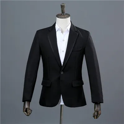 black jacket Винтажные мужские блейзеры в студенческом стиле, черные и белые куртки, мужские костюмы, жакеты, блейзеры, костюм из двух предметов, мужской повседневный Блейзер, куртка - Цвет: black jacket