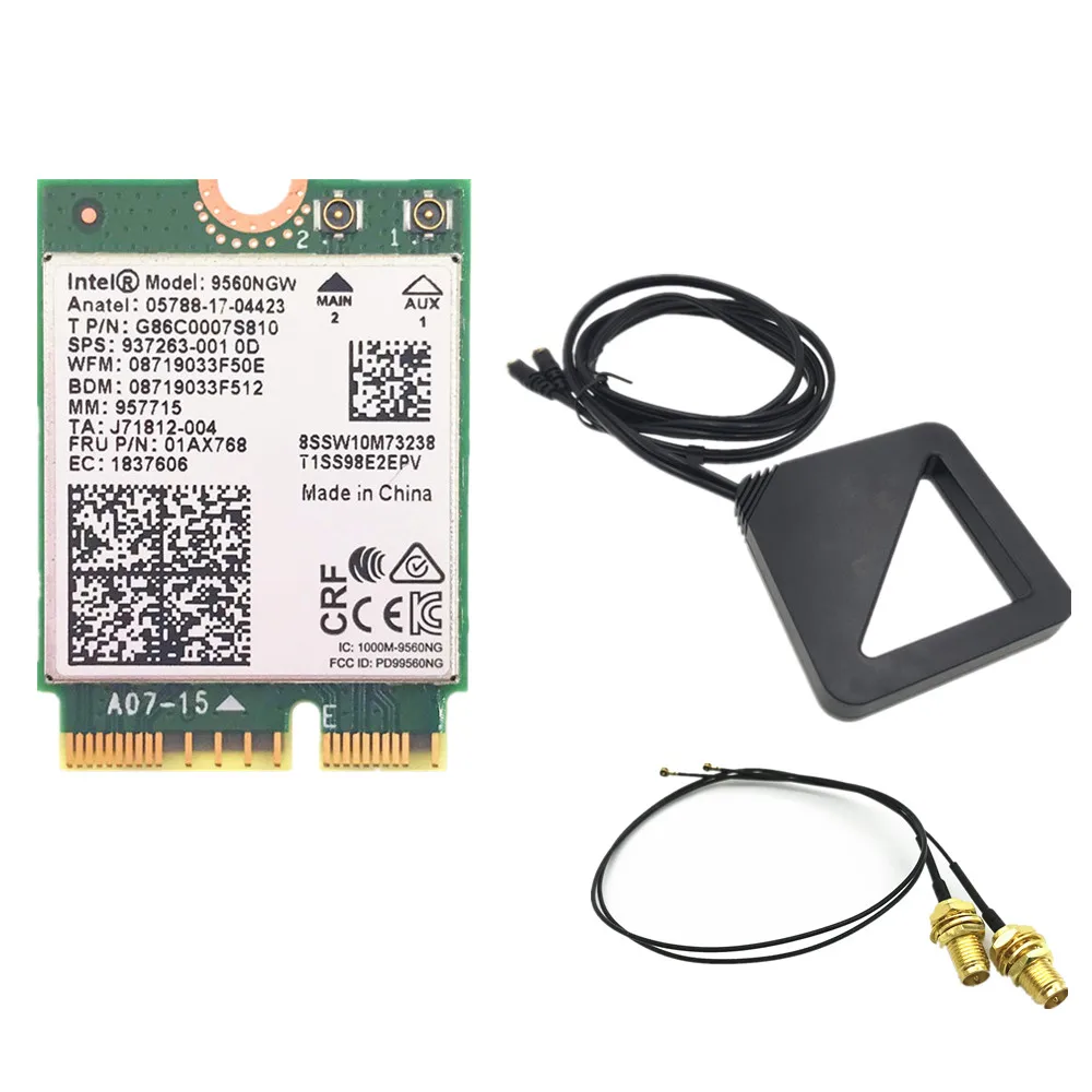 

External Dual Band Wireless MHF4 Antennas set + for Intel 9560 9560NGW 1.73Gbps Wifi 802.11ac Support Bluetooth 5.0 Card