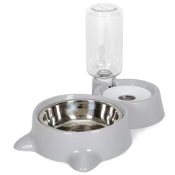 

Cat Bowl Dog Water Feeder Bowl Cat Kitten Drinking Fountain Food Dish Pet Bowl Goods Gray