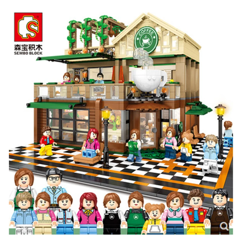 

601093 2095Pcs Idea City street view casual coffee house with LED light Building Blocks Bricks Classic Model Kids Toys Gifts